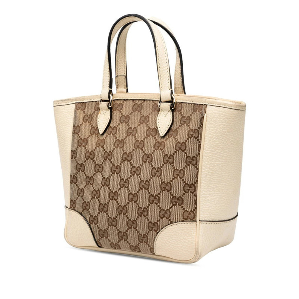 Gucci Shoulder 2way Leather Canvas GG Bag Ivory Beige White White Tan